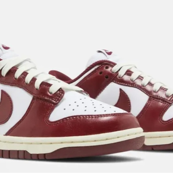Nike Red and White Dunk Low Athletic Shoes - Picture 2 of 9